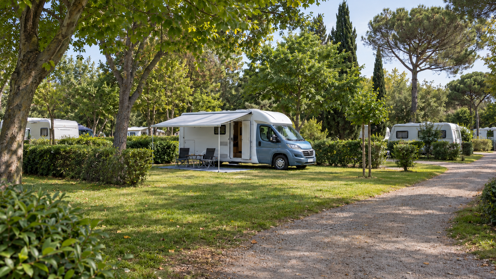 AI-gegenereerd sfeerbeeld, geen foto van de camping
