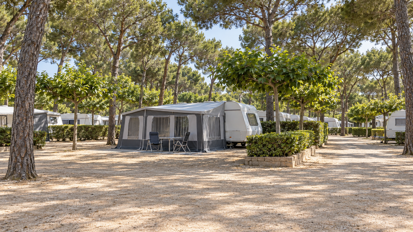AI-gegenereerd sfeerbeeld, geen foto van de camping