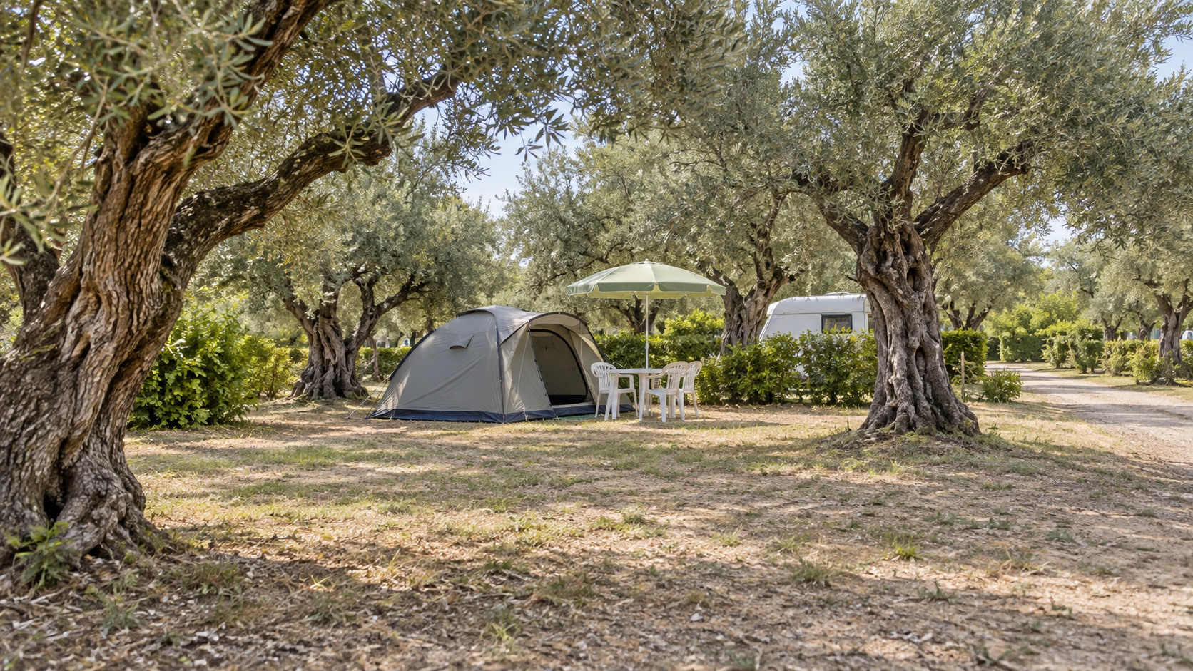 AI-gegenereerd sfeerbeeld, geen foto van de camping