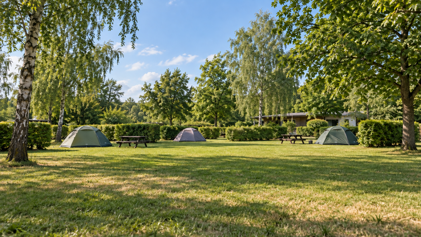 AI-gegenereerd algemeen sfeerbeeld van een kampeeromgeving; geen foto van Camping Zwentendorf an der Donau.
