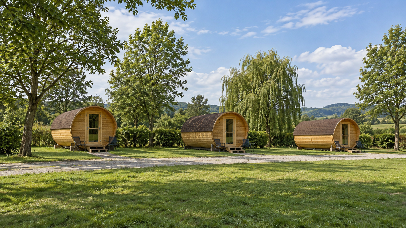 AI-gegenereerd algemeen sfeerbeeld van een kampeeromgeving; geen foto van Donau Camping Emmersdorf.