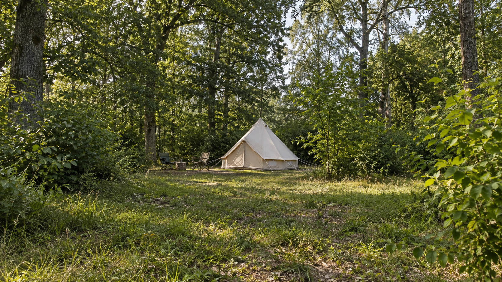AI-gegenereerd algemeen sfeerbeeld van een kampeeromgeving; geen foto van Camping Ottenstein.