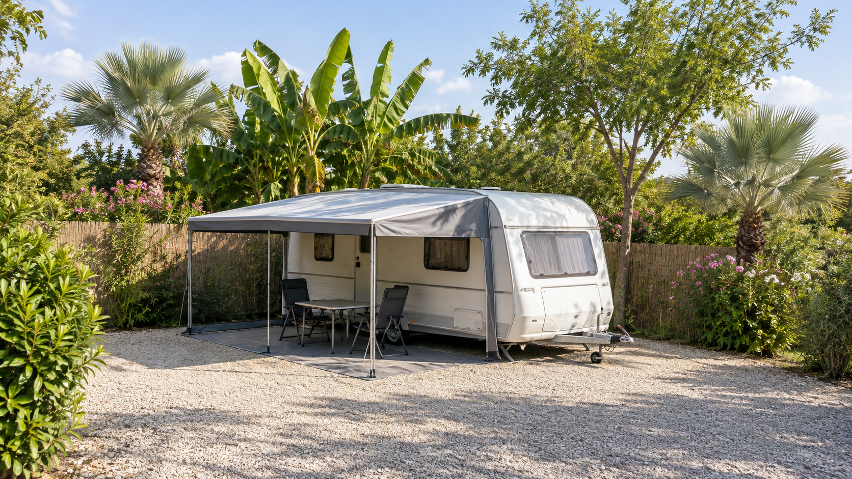 AI-gegenereerd sfeerbeeld, geen foto van de camping