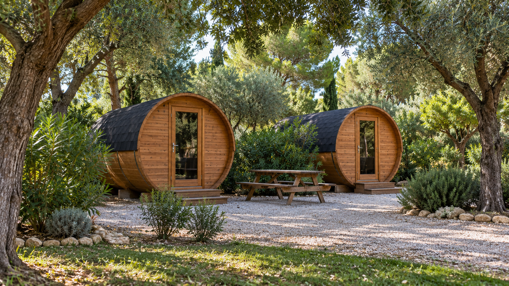 AI-gegenereerd sfeerbeeld, geen foto van de camping