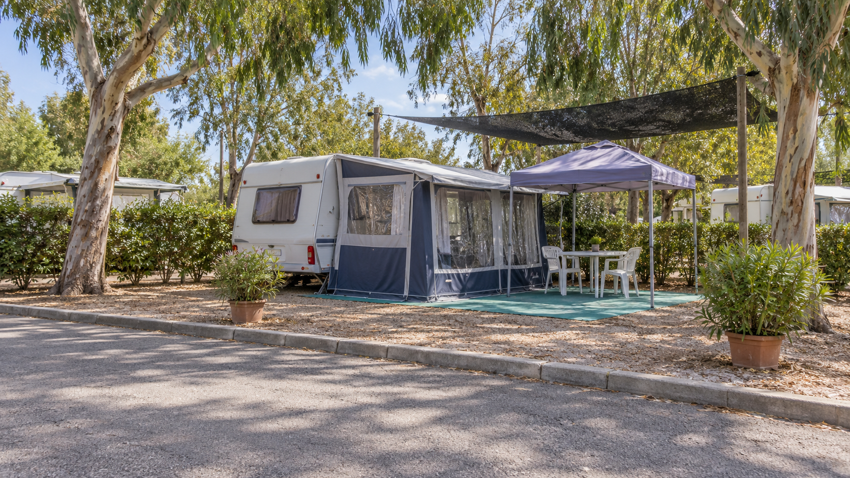 AI-gegenereerd sfeerbeeld, geen foto van de camping